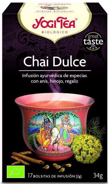 Herbata Yogi Tea Chai Dulce 17 torebek x 2 g (4012824400696) - obraz 1