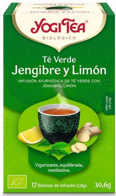 Herbata Yogi Tea Te Verde Jengibre y Limon 17 torebek x 1.8 g (4012824402041) - obraz 1
