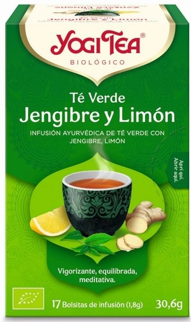 Чай Yogi Tea Te Verde Jengibre y Limon 17 пакетиків x 1.8 г (4012824402041) - зображення 1