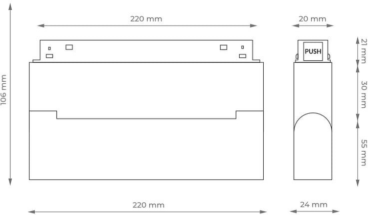 Reflektor szynowy magnetyczny liniowy regulowany DPM M-Line 12 W biały (MTL-ZDSP-12W-W) - obraz 6