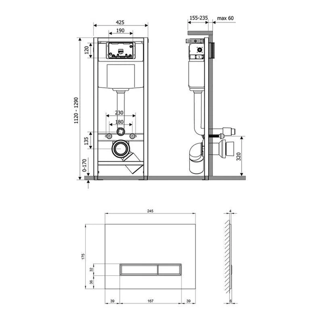 Набір інсталяція 4 в 1 Qtap Nest ST з лінійною панеллю змиву QT0133M425V1105GW - изображение 2