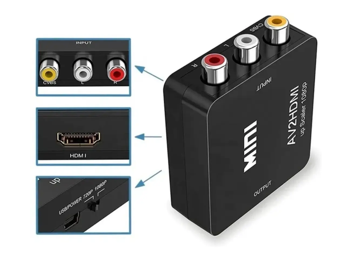 Конвертер AV2HDMI перехідник RCA тюльпан на HDMI upscaler FullHD Black - изображение 2