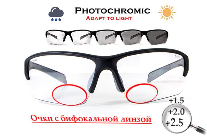 Окуляри біфокальні фотохромні (захисні) Global Vision Hercules-7 Bifocal (+1.5) photochromic (clear), фотохромні прозорі - зображення 1