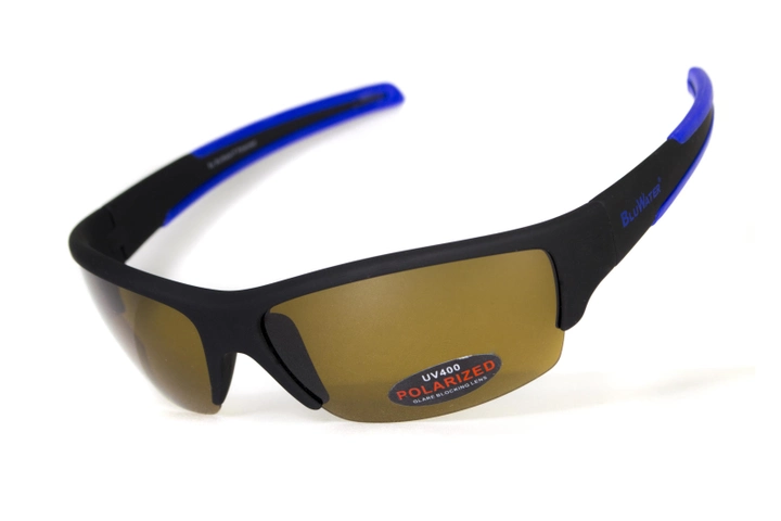 Очки поляризационные BluWater Daytona-2 Polarized (brown) коричневые в черно-синей оправе - изображение 1