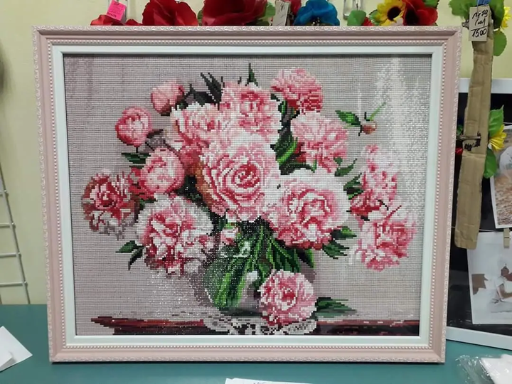 Алмазная мозаика Пионы в вазе 40х50 см ColorArt SP002 - изображение 7