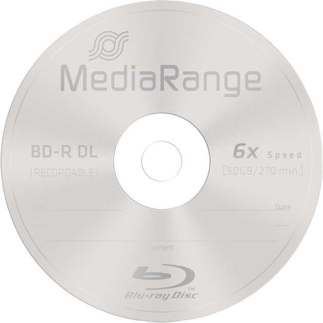 Płyta Blu-ray MediaRange BD-R DL, 50 GB / 270 min 6x drukowana 10 szt. (4260057128973) - obraz 2