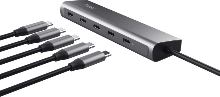 Hub USB 5w1 Trust Halyx 1 x USB-C + 4 x USB-C 3.2 Gen1 Silver (8713439251364) - obraz 6