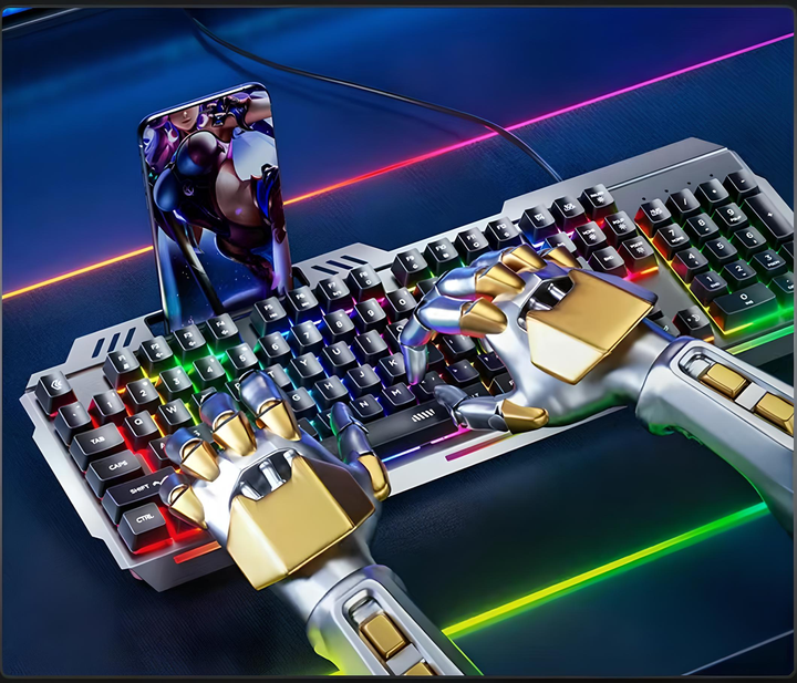 Проводной набор INPHIC полноразмерная клавиатура K2 +игровая мышь W2, с RGB подсветкой, бесшумная, 8800DPI, GR - изображение 8