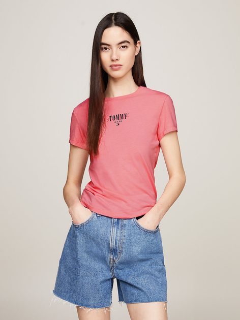 Koszulka damska bawełniana Tommy Jeans DW0DW17839-TIC XS Różowa (8720646692187) - obraz 1