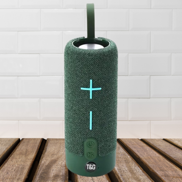Колонка Bluetooth портативная TG-619C FM-радио USB/TF с ремешком Green - Фото 1 Колонка Bluetooth портативная TG-619C FM-радио USB/TF с ремешком Green - изображение 1