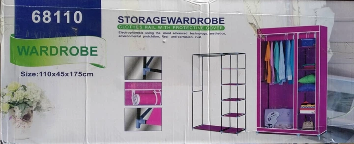 Шкаф складной каркасный тканевый Розовый STORAGE WARDROBE 68110 110 х 45 х 175 см (YU8SH8382) - Фото 2 Шкаф складной каркасный тканевый Розовый STORAGE WARDROBE 68110 110 х 45 х 175 см (YU8SH8382) - изображение 2