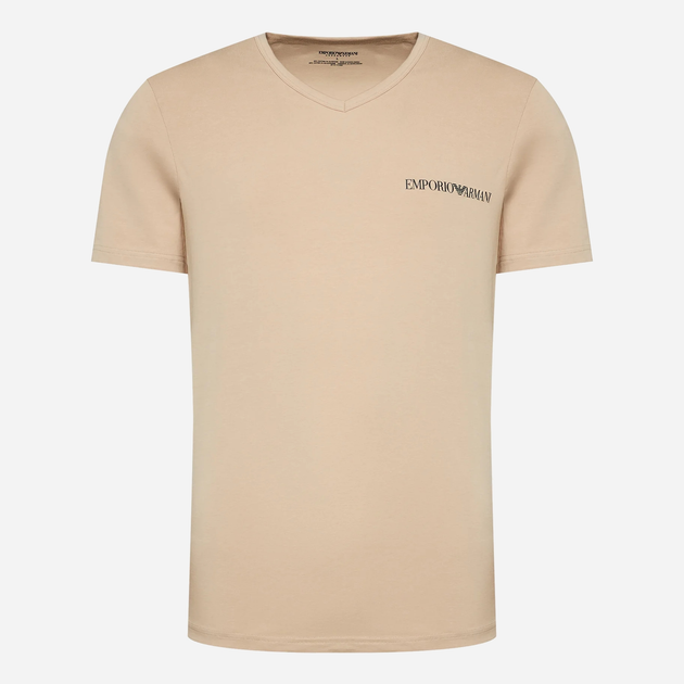 Набір футболок бавовняних довгих чоловічих Emporio Armani 3F717111849-11350 S 2 шт Синій/Бежевий з принтом (8057767239626) - зображення 5