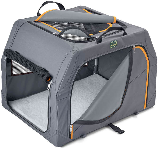 Torba transporter składana dla psów Hunter Dog Box with aluminum frame M 25 kg Grey (4016739625847) - obraz 1