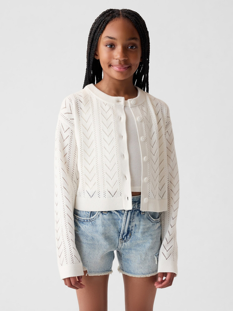Sweter rozpinany dla dziewczynki GAP 881467-03 137-145 cm Biały (1200133188845) - obraz 1