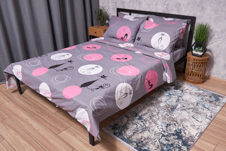 Акція на Комплект постільної білизни Moon&Star King Size 220x240 Mauve Cats Бязь Gold Люкс (MS-820002615) від Rozetka