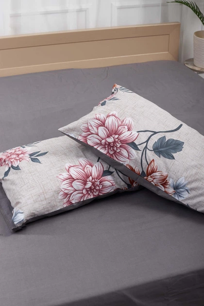 Комплект постельного белья Moon&Star семейный 143х210х2 наволочки 4х50х70 Flowers Gray Бязь Gold Люкс (MS-820001038) - изображение 8