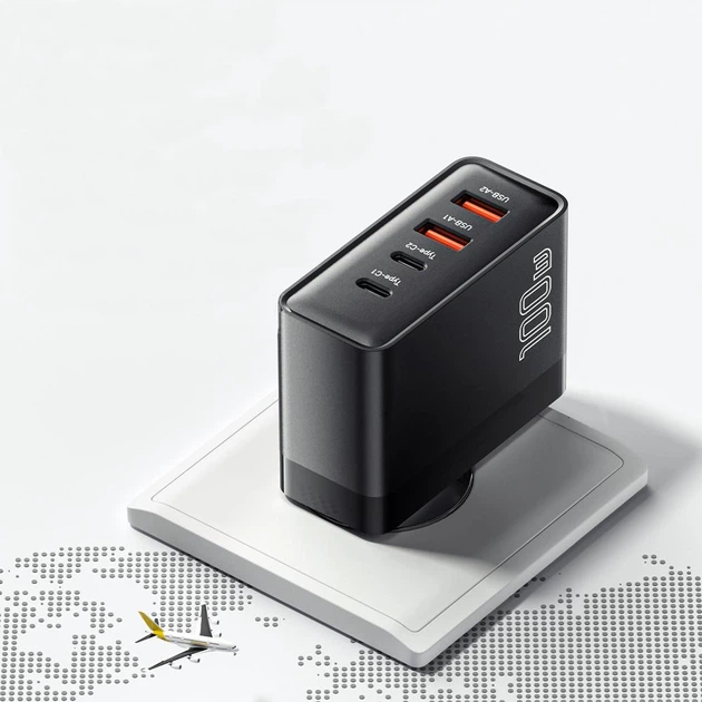 Сетевое зарядное устройство ESSAGER Grace 100W 4 Ports Travel Charger 2 Type-C 2 Type-A (ECT2CA-QYB01-Z) - изображение 10