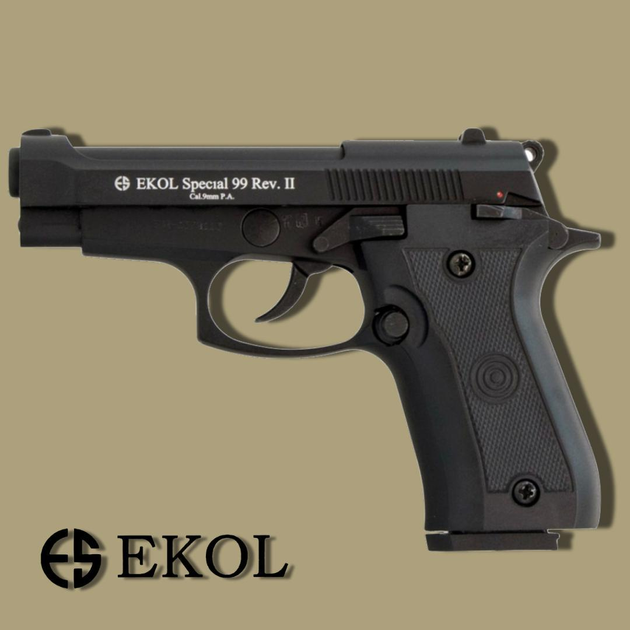 Стартовый пистолет Beretta 99, Ekol Special 99 REV II, Сигнальный пистолет под холостой патрон 9мм, Шумовой - изображение 1