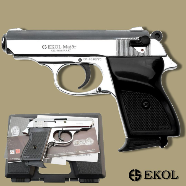 Стартовый пистолет Walther ppk, Ekol Lady, Сигнальный пистолет под холостой патрон 9мм, Шумовой - изображение 1