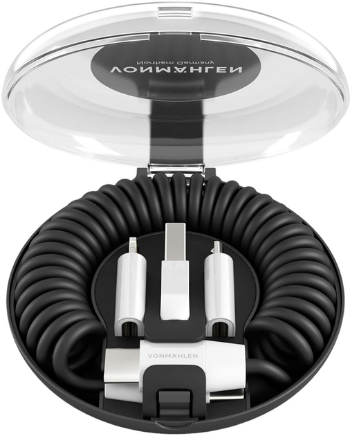 Kabel Vonmahlen Allroundo C USB Type-C - USB Type-A + micro-USB - Apple Lightning 0.75 m Black (ALC00001) - obraz 1