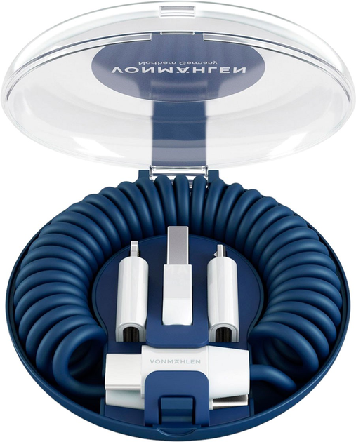 Kabel Vonmahlen Allroundo C USB Type-C - USB Type-A + micro-USB - Apple Lightning 0.75 m Blue (ALC00003) - obraz 1