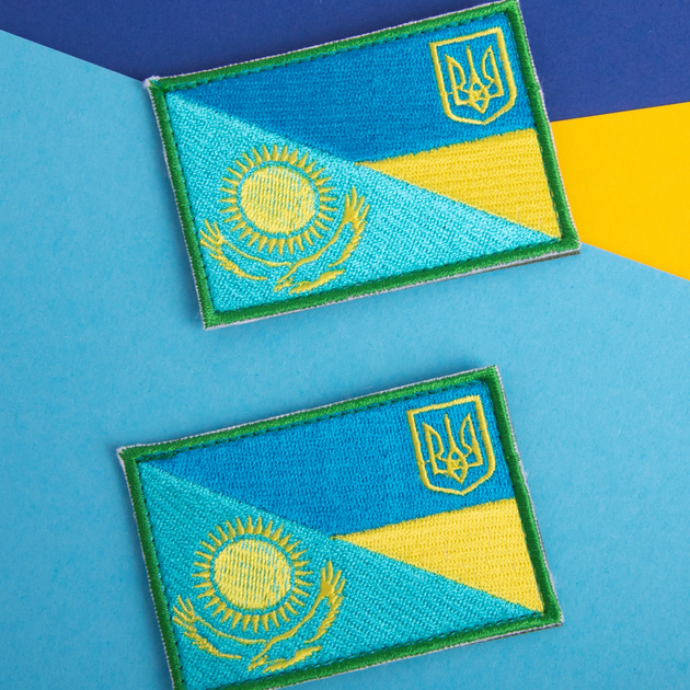 Шеврон IDEIA на липучці прапор Україна та Казахстан, вишитий патч 5.5х8 см (2200004293813) - зображення 2