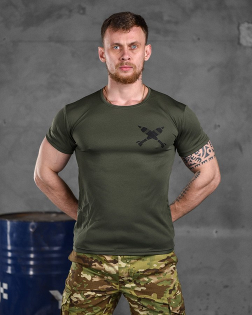Тактическая потоотводящая футболка odin oliva снаряд XXXL - изображение 1