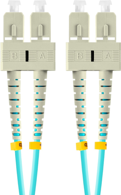 Patchcord optyczny Lanberg MM SC/UPC - SC/UPC Duplex om3 3 mm 5 m Aqua (FO-SUSU-MD31-0050-TQ) - obraz 1