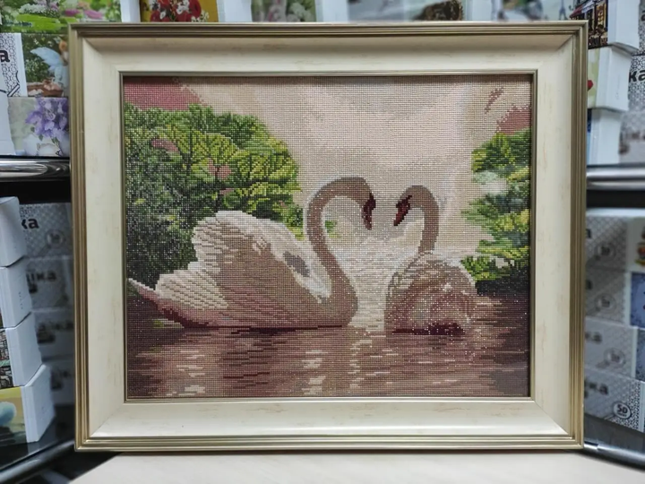 Алмазна мозаїка Пара лебедів 40х50 см ColorArt SP022 - зображення 8