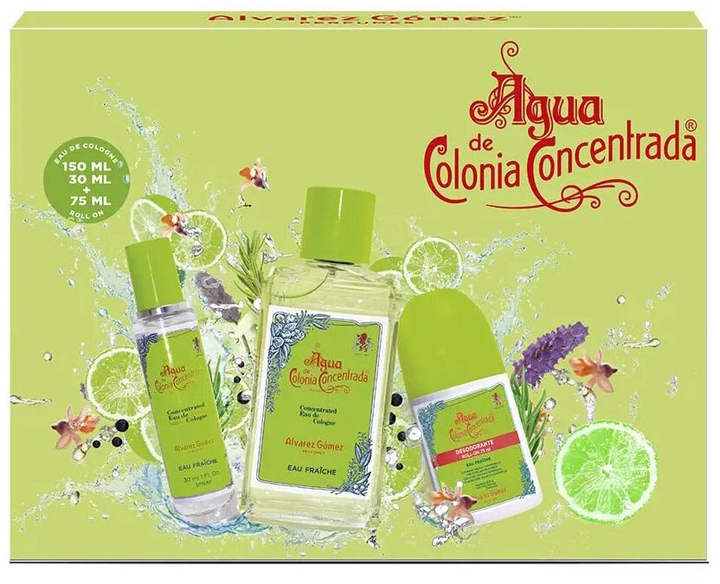 Zestaw unisex Alvarez Gomez Agua Concentrada Eau Fraiche Kolonia 150 ml + Kolonia 30 ml + Dezodorant w rolce 75 ml (8422385991025) - obraz 1