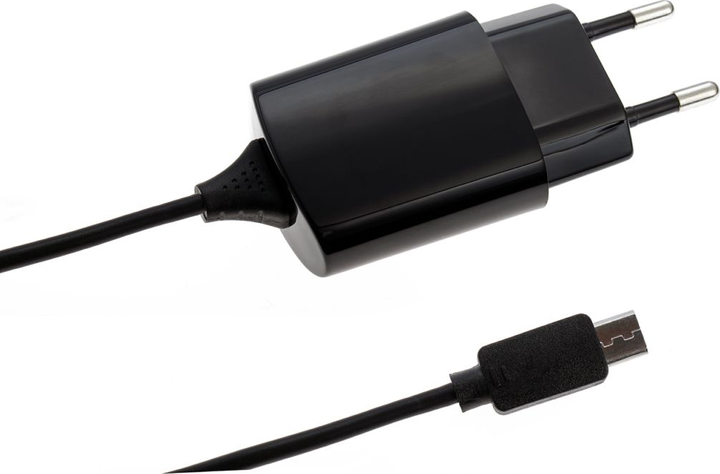 Мережевий зарядний пристрій Libox LB0143 2.1A з кабелем microUSB Чорний (ŁAD-INN-0000003) - зображення 1