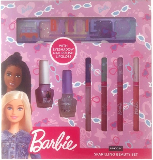 Zestaw kosmetyków dla dzieci Mattel Barbie Sparkling Beauty Cieni do powiek 5 x 0.7 ml + Błyszczyki do ust 4 x 1 ml + Lakier do paznokci 2 x 3.5 ml (8720604313307) - obraz 1