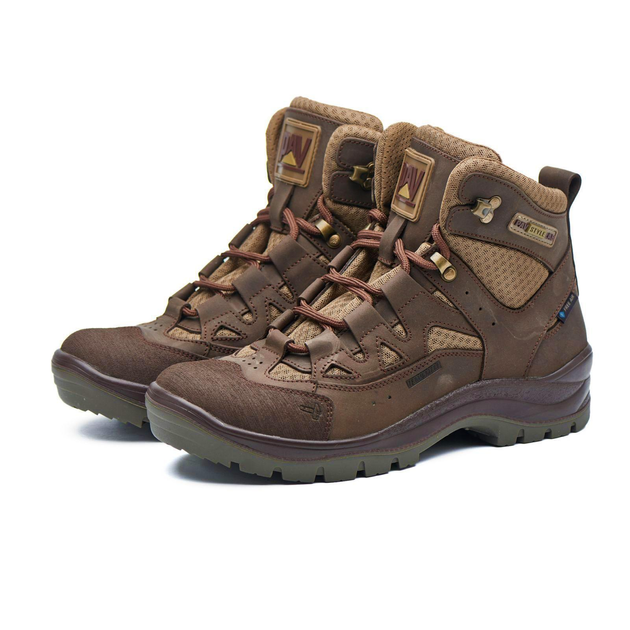 Берці літні тактичні черевики PAV 501 коричневі шкіряні сітка Fresh Air 45 - зображення 1