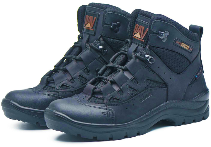Берцы летние тактические ботинки PAV 501 черные кожаные сетка Fresh Air 44 - изображение 1