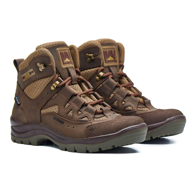 Берці літні тактичні черевики PAV 501 коричневі шкіряні сітка Fresh Air 44 - зображення 2