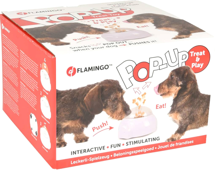 Zabawka interaktywna dla psów Flamingo Pop Up Treat Toy 20 cm White (5400585096163) - obraz 1