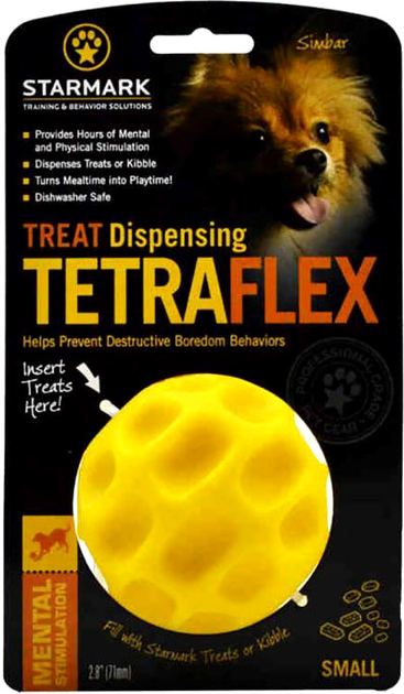 Zabawka dla psów Starmark Dispensing Tetra Flex 7 cm Yellow (0873199001758) - obraz 1