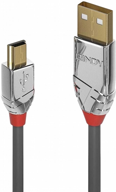 Kabel Lindy Cromo Line USB Type-A - mini-USB 1 m Gray (4002888366311) - obraz 1