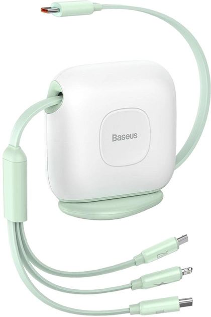Kabel Baseus 3 w 1 USB Type-C - Apple Lightning / micro-USB / USB Type-C 1.7 m Green (CAQY000006) - obraz 1