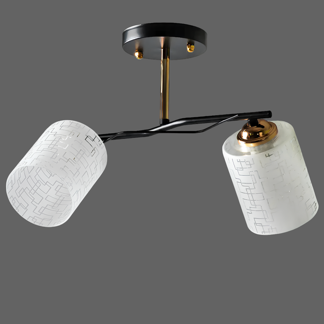 Люстра стельова на дві лампи Е27 зі скляними білими плафонами з ...