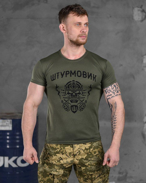 Тактична чоловіча футболка потовідвідна Штурмовик XL олива (85832) - зображення 1