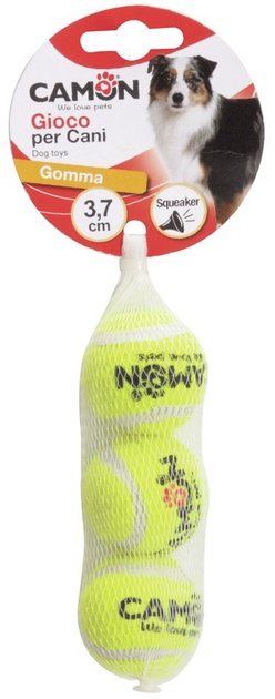 Zabawka dla psów Camon Piłka tenisowa z dźwiękiem Żółty 3.7 cm (8019808199764) - obraz 1