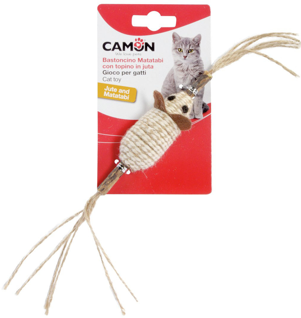 Zabawka dla kotów Camon Cat Toy Matatabi kij z myszą jutową 30 cm (8019808208510) - obraz 1