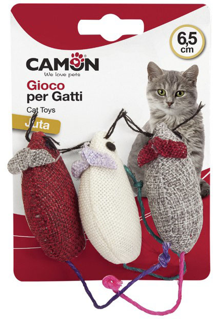 Zestaw zabawek dla kota Camon Cat Toy Myszki z juty 3 szt (8019808171210) - obraz 1