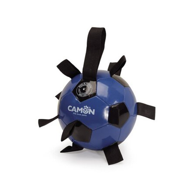 Zabawka dla psów Camon Piłka nożna z uchwytami Czarno-niebieska 21 cm (8019808233000) - obraz 1