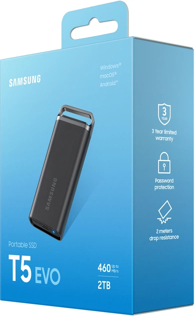 SSD диск Samsung T5 Evo 2TB USB Type-C 3D QLC (MU-PH2T0S/EU