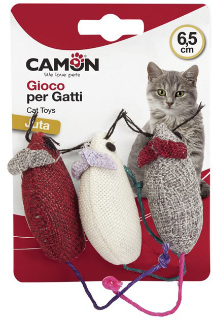 Набор игрушек для котов Camon Cat Toy Джутовые мыши 3 шт (8019808171210 ...