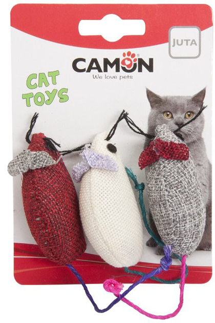 Набор игрушек для котов Camon Cat Toy Джутовые мыши 3 шт (8019808171210 ...