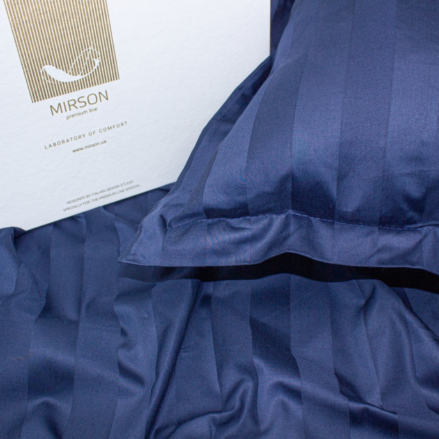 Акція на Комплект постільної білизни MirSon Сатин Premium-страйп Blue sea 110х140 см від Rozetka
