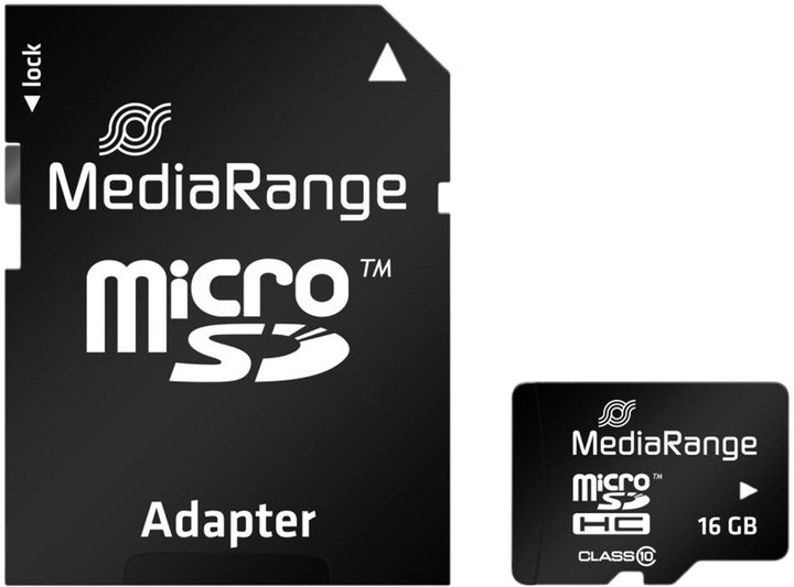 Karta pamięci MediaRange microSDHC 16GB Class 10 + adapter SD MR958 (4260283113545) - obraz 1